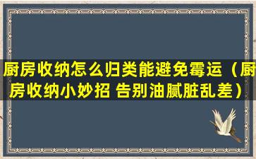 厨房收纳怎么归类能避免霉运（厨房收纳小妙招 告别油腻脏乱差）